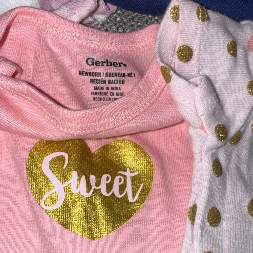 Gerber and carters baby girl new born one piece body suit lot